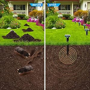 Solar Mole Repellent, 10 Pack Ultrasonic Mole Repellent Solar Powered, Waterproof Snake Vole Gopher Repellent for Garden & Yard (Green)