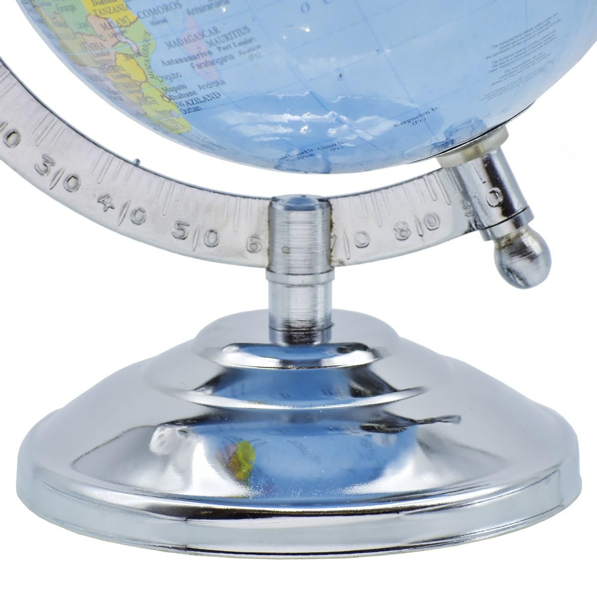 Aadya Crafts Blue World Globe 5 Inch With Metal Arc Silver Metal Base Educational Globe Home Decor World Globe Office Decor Gift Item Show Piece WGEBL5IN 1