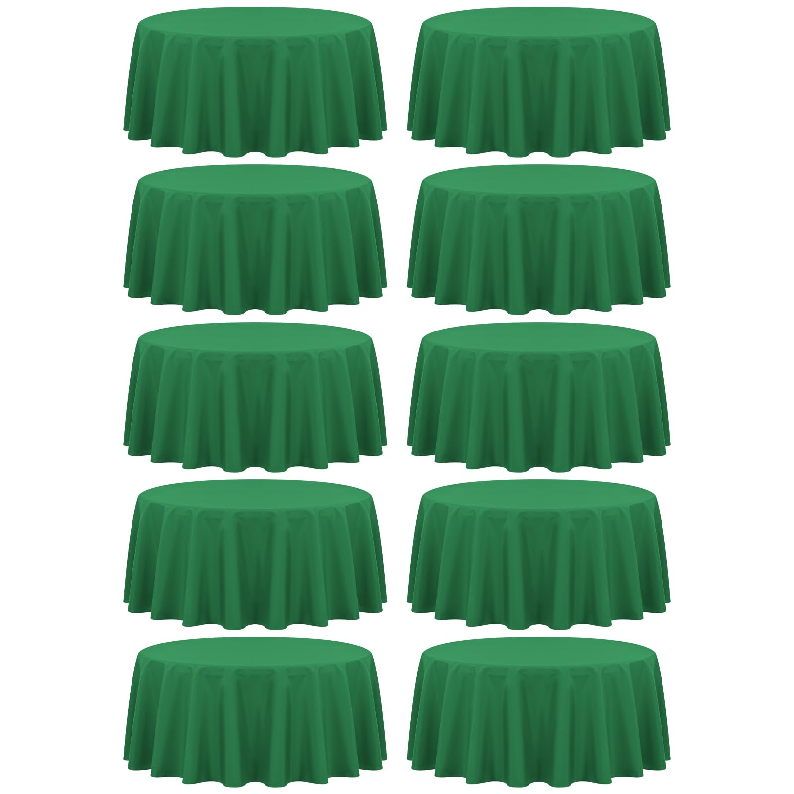 fani 10 Pack 90 Inch Round Tablecloth, Green Polyester Fabric Table Cloth for Round Table, Stain and Wrinkle Resistant Washable Table Cover for