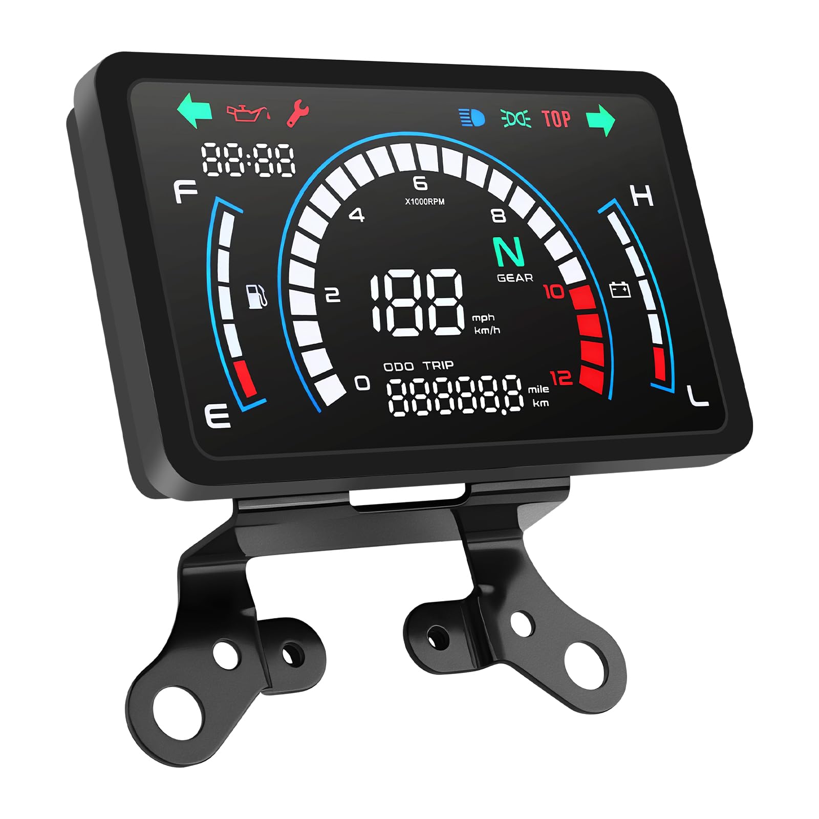 Geloo Compteur de Vitesse Kilométrique 12V Digital Moto avec Support