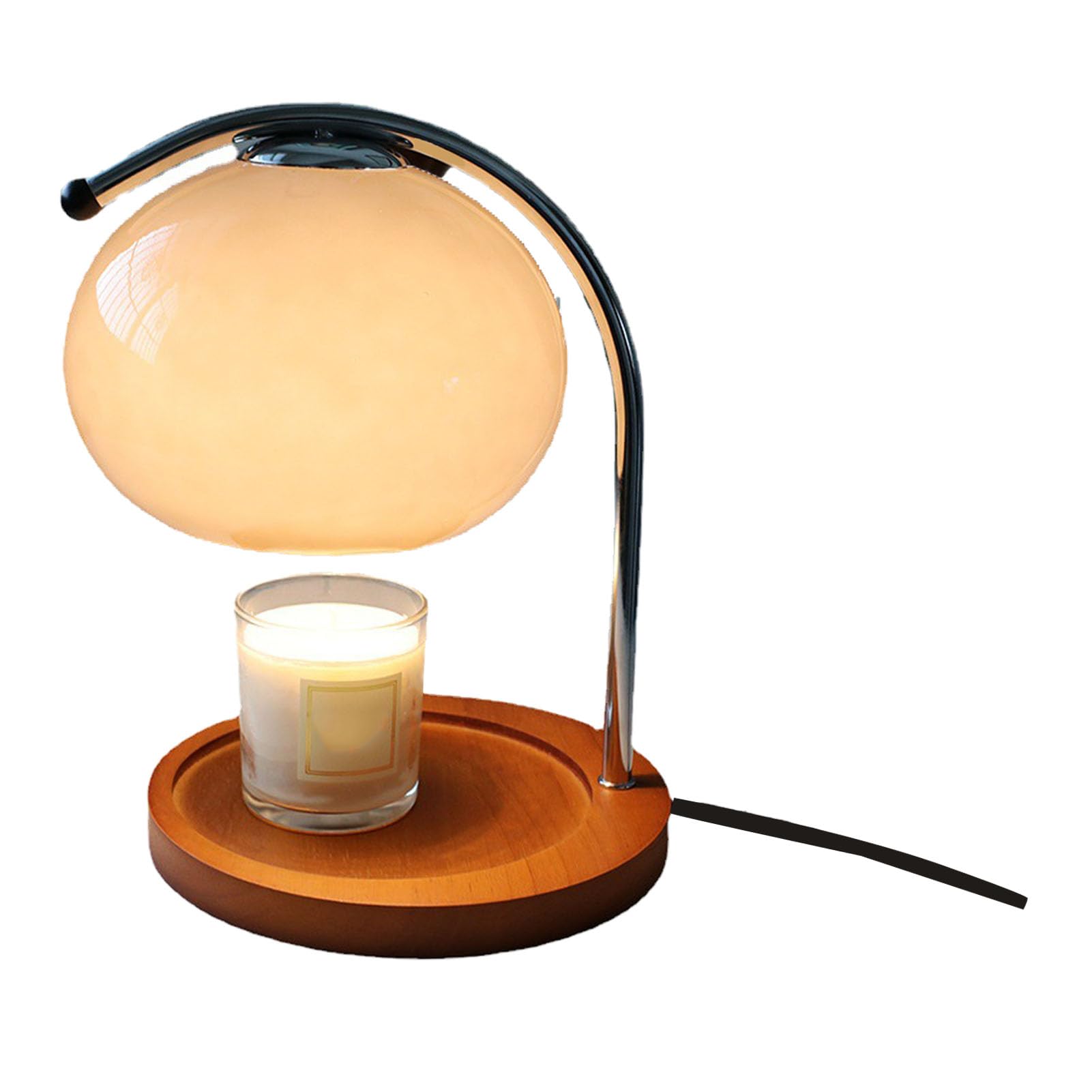 SIXRUN Lampe Chauffe-bougie Rétro, Support de Lampe Chauffe-bougie, Support en Fer, Abat-jour en Verre, Lampe Décorative Rétro pour Faire Fondre les Bougies avec Minuterie (Prise UE