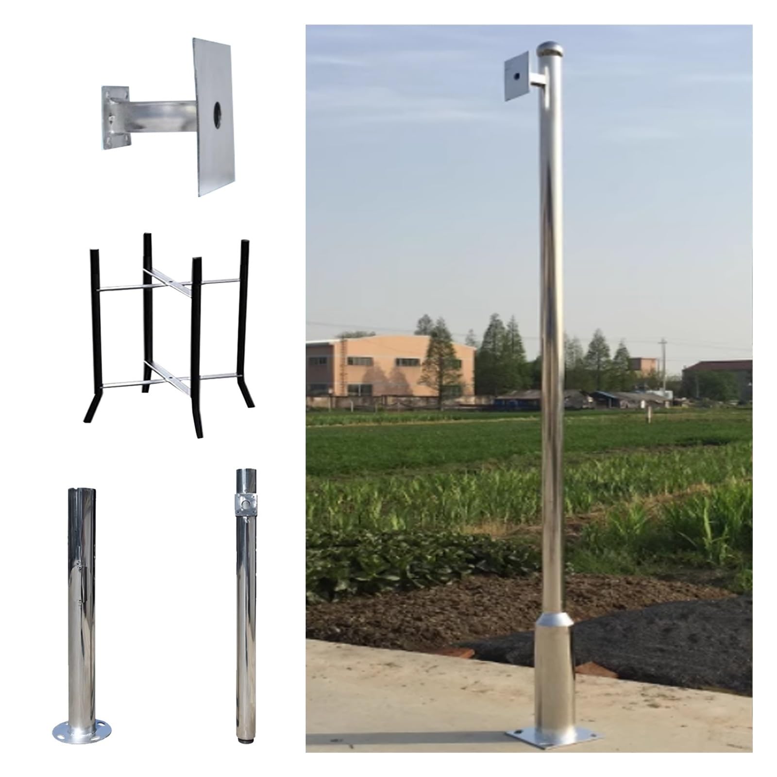 Kit de soporte de poste de cámara de seguridad, poste de vigilancia extralargo desmontable, resistente al óxido para una instalación mejorada de CCTV