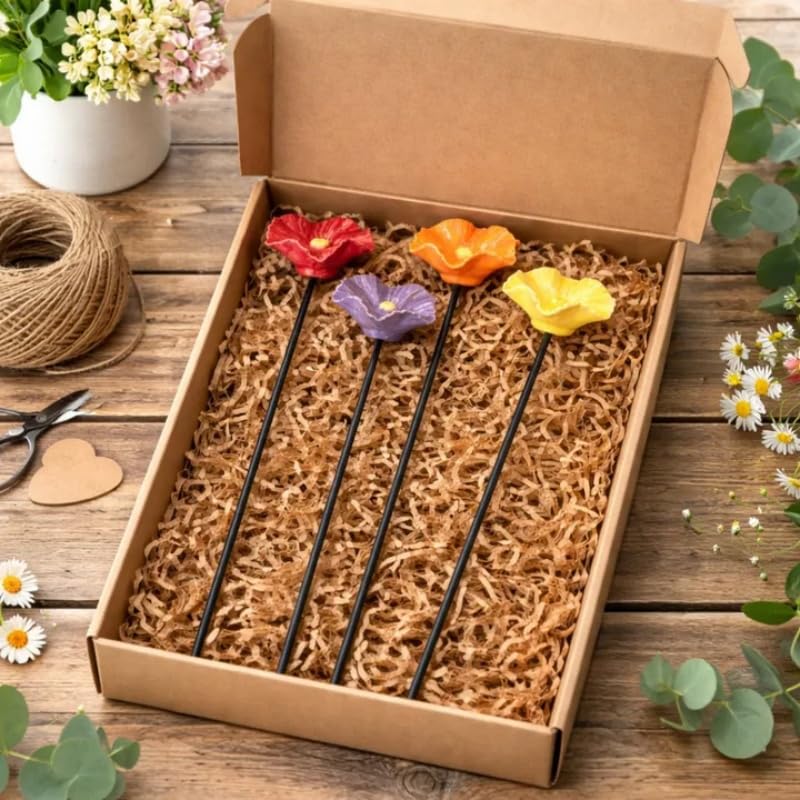 Gartenort Handgemachte Bienenblüten – Wetterfeste Keramik-Tränken(4 Blüten)