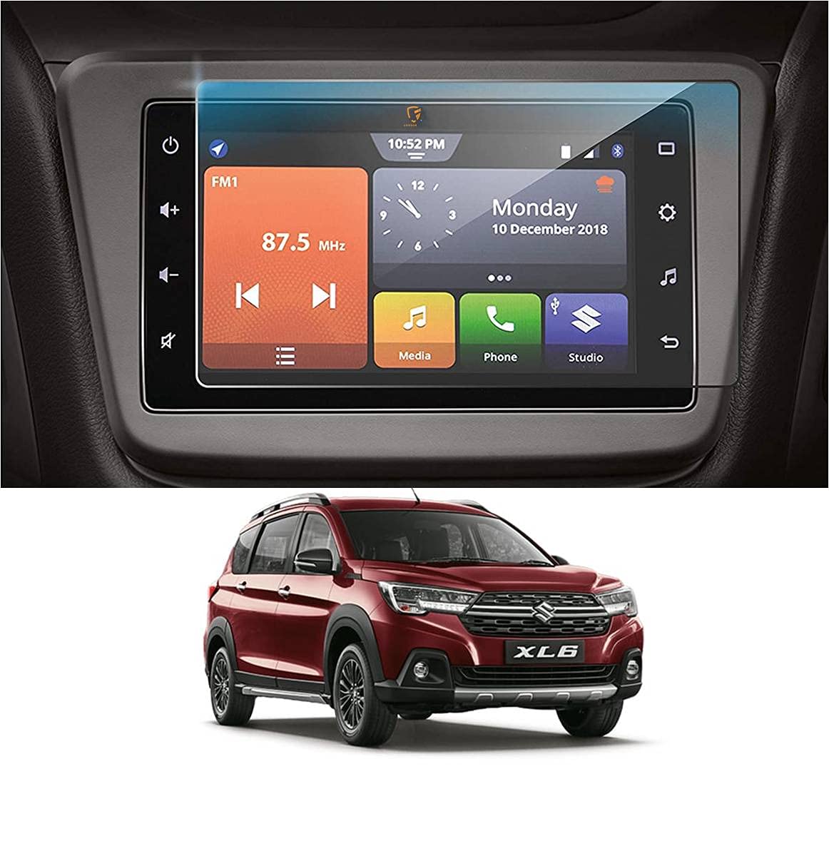 9H Scratch Resistant, Unbreakable, Flexible & Shatter Proof Car Infotainment Screen Protector Compatible with MARUTI XL6 Alpha (P) (7 Inch) (Transparent)-image-28