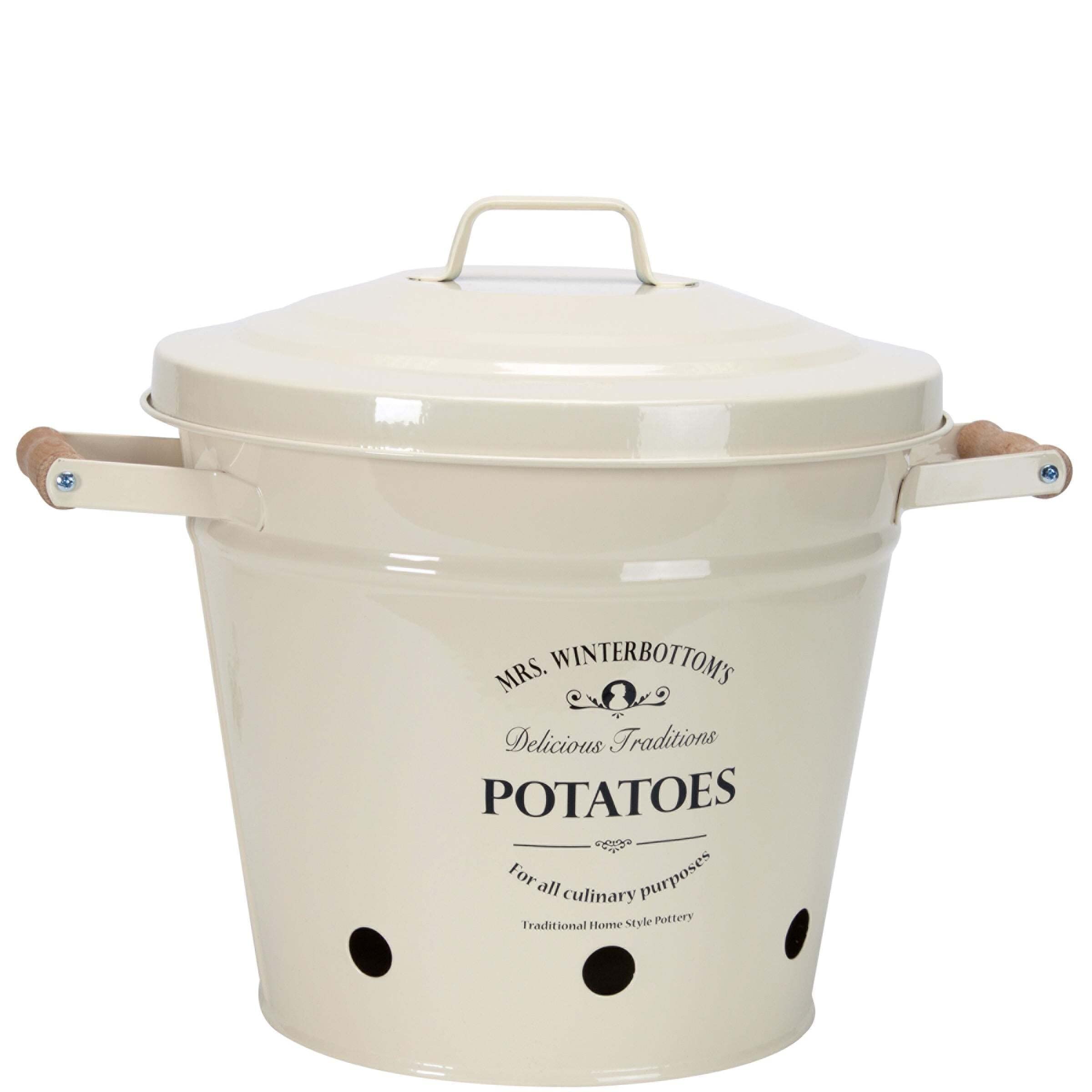 Butlers Zinc potato pail in English design, cream, Mrs