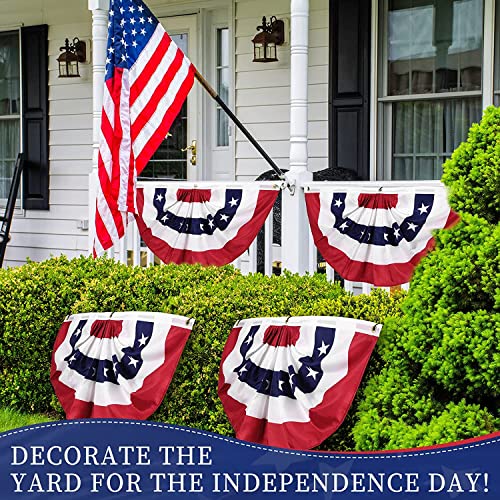 Usa Pleated Fan Flag American Us Bunting Flag Patriotic Half Fan Banner Flag With Canvas Header And Brass Grommets For 4Th Of July Memorial Day Decoration Red White And Blue Bunting (4, 1.5X3 Feet) #TOP6