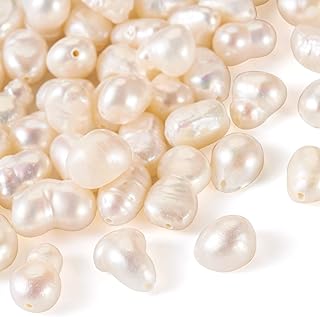 Cheriswelry 50pcs Natural Cultured Freshwater Pearl Beads for Jewelry Making Baroque Keshi Pearl Bead Seashell Loose Spacers 4~13.5mm for DIY Bracelet Necklace Making, Small