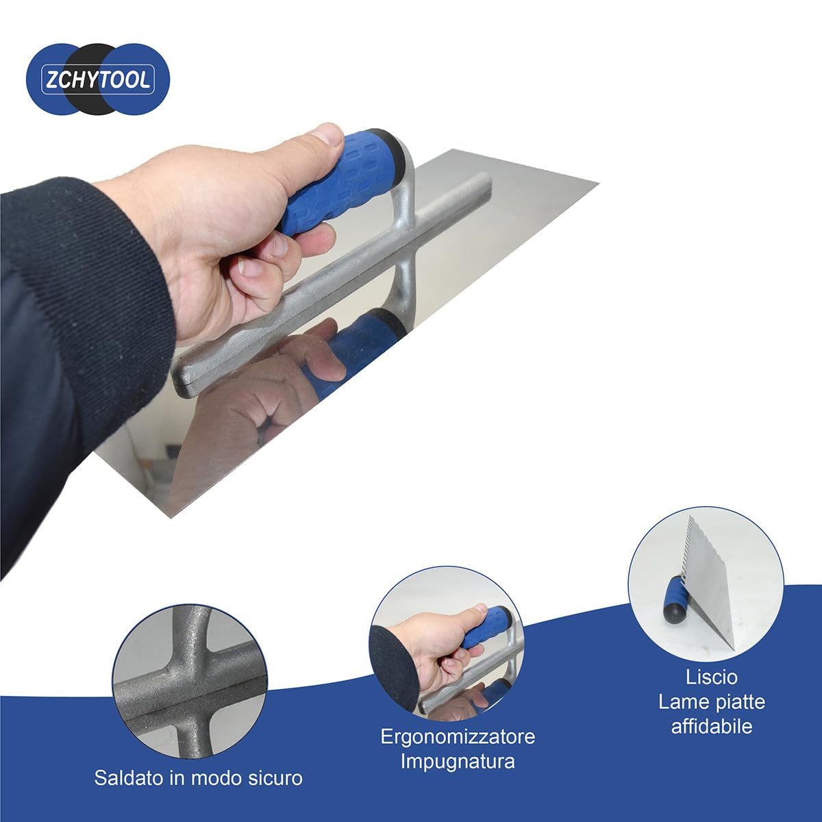 Glättekelle Rostfrei 38 x 13 cm Premium Trockenbau Werkzeug Profi Groß Glättekellen Für Zementmörtel und Putz Traufel mit Edelstahlblatt