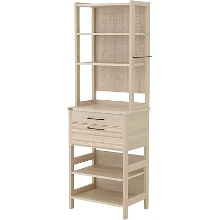 Amazon Co Jp 佐藤産業 Lafika キッチンラック 食器棚 幅60cm 奥行40cm 高さ180cm オークホワイト スリム 可動棚 背面化粧 スチール取っ手 Lf180 60hc Iv ホーム キッチン