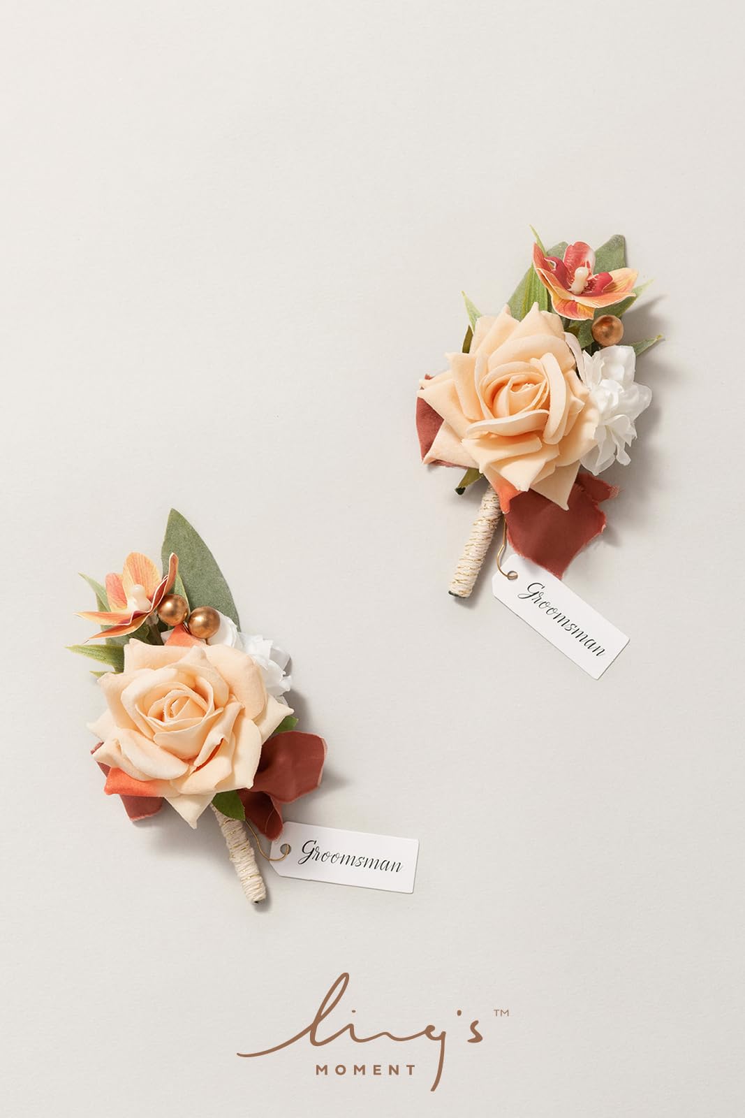 Ling's moment Boutonniere for Men 2pcs Groom Groomsmen Guest Boutonniere, Artificial Flowers for Wedding/Prom/Homecoming - Image 2