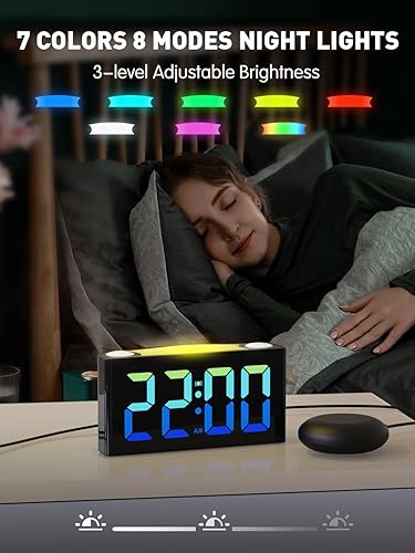 Miniatura 4 de PPLEE RGB Vibrating Alarm Clock for Bedroom-Digital Clock with Bed Shaker,Super Loud Alarm Clock for Heavy Sleeper Hearing Impaired Deaf,Large Big