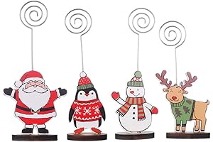 Amosfun Christmas Picture Holder 4-Pack: Holiday Cheer for Your Table