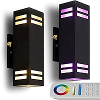 Vista 1 de Luces de arriba y abajo para exteriores, luces de pared RGB que cambian de color al aire libre con sensor de fotocélula del atardecer al amanecer