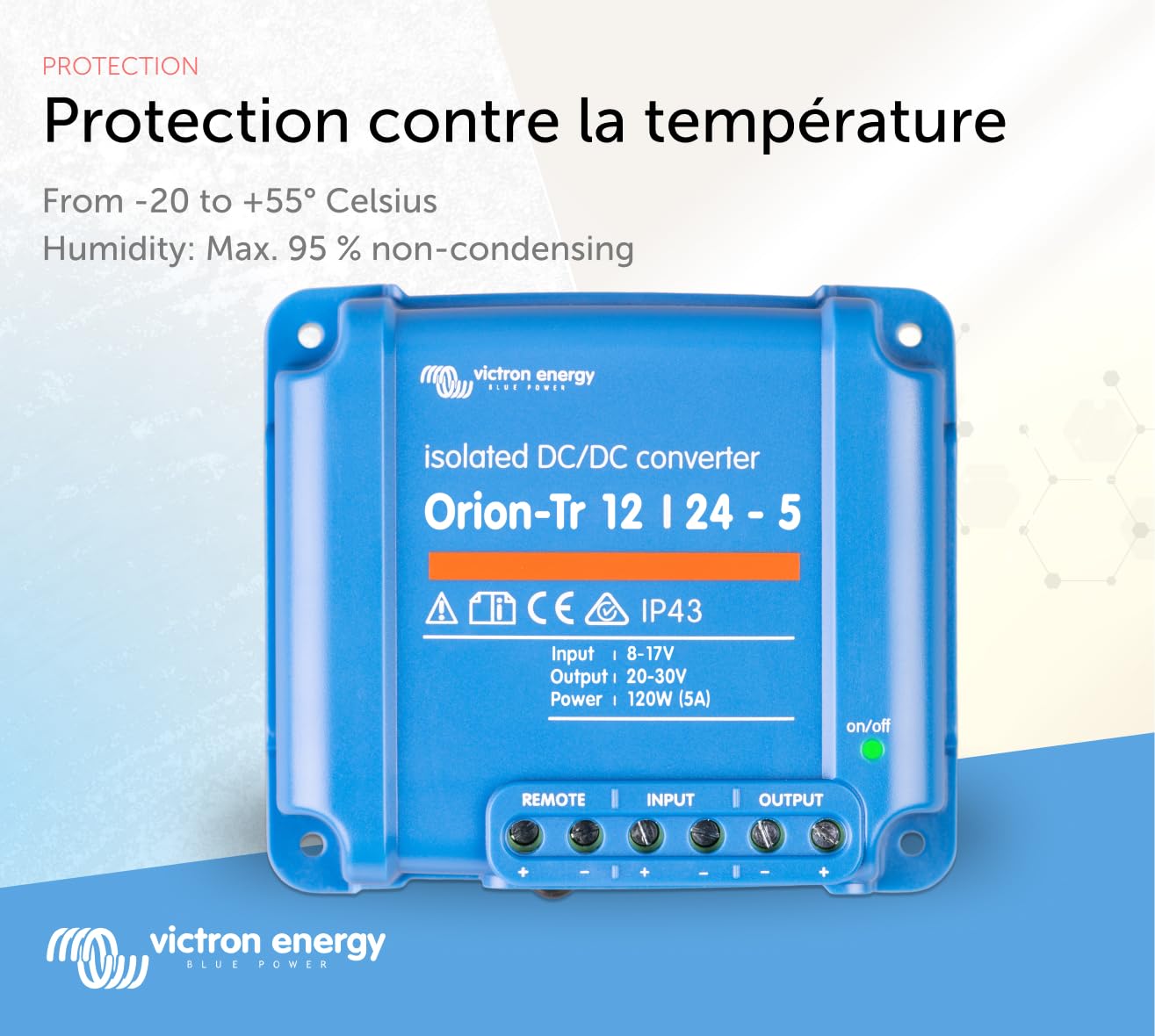 Victron Energy Orion TR IP43 12/24 V 5 A 120 W Convertisseur CC-CC, Isolé