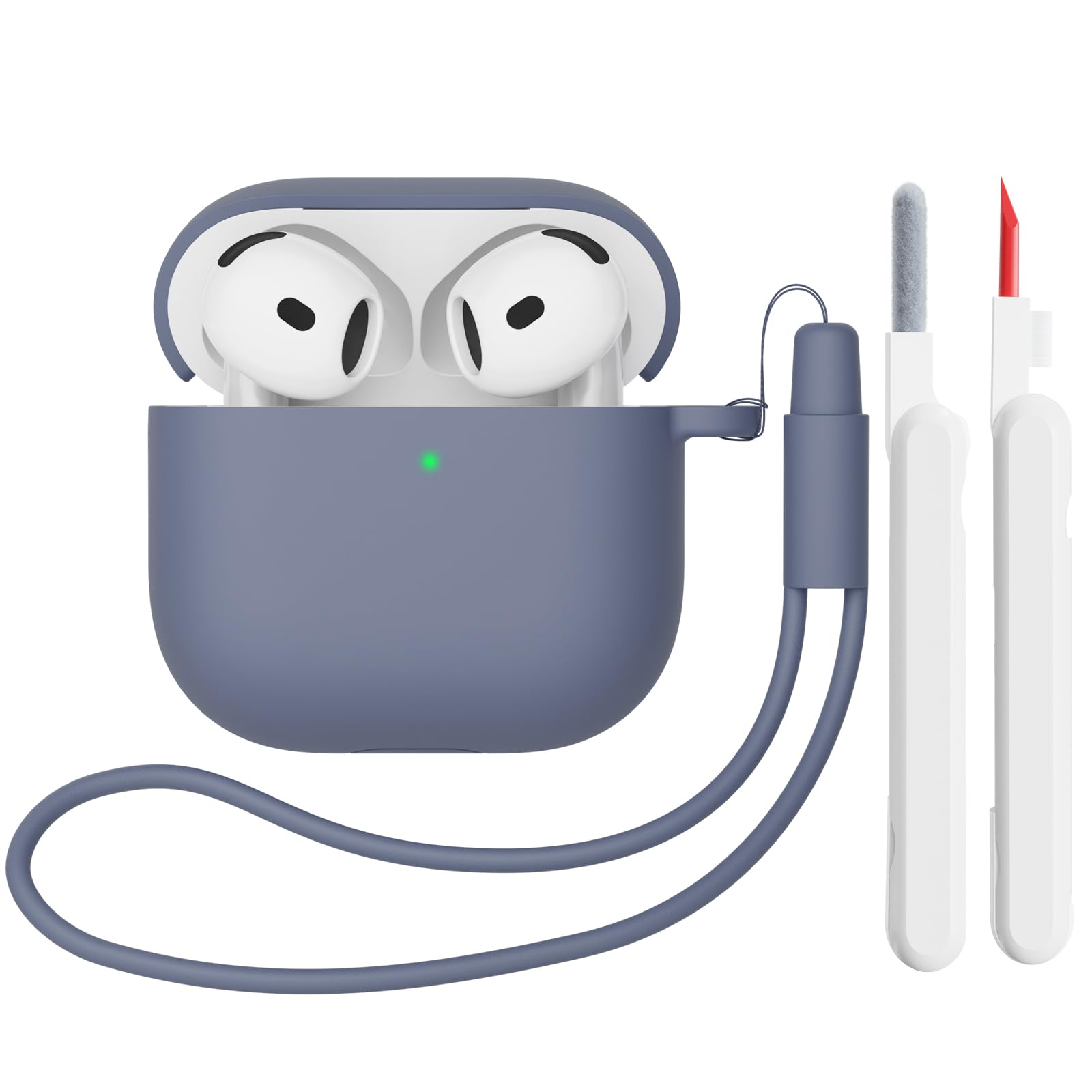 Mocarheri Funda de Silicona Compatible con AirPods 4.ª Generación con Kit de Limpiador, Fundas Protectora de Silicona para AirPods de 4 Generacion 2024, LED Visible Frontal, Negro — view 28