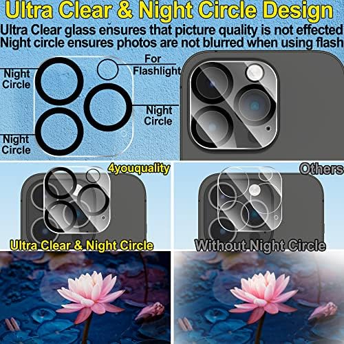 4youquality [4-in-1 Screen Protector for iPhone 14 Pro with Camera Lens Protector, Tempered Glass Film, 2-Pack Each, [LifetimeSupport][Impact-Resistant][Anti-Scratch][Ultra-Transparent]