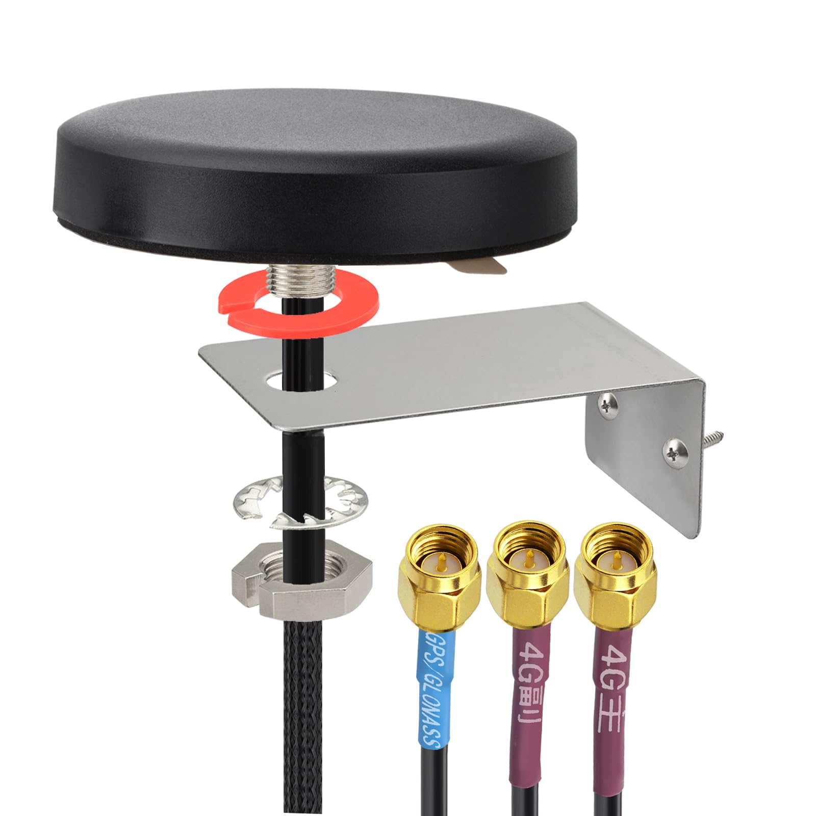 SUPERBAT 4G LTE Cellular GPS Combined Antenna Fixed Bracket Wall Mounting SMA Male MIMO Antenna Compatible with 4G LTE Industrial Gateway Mobile