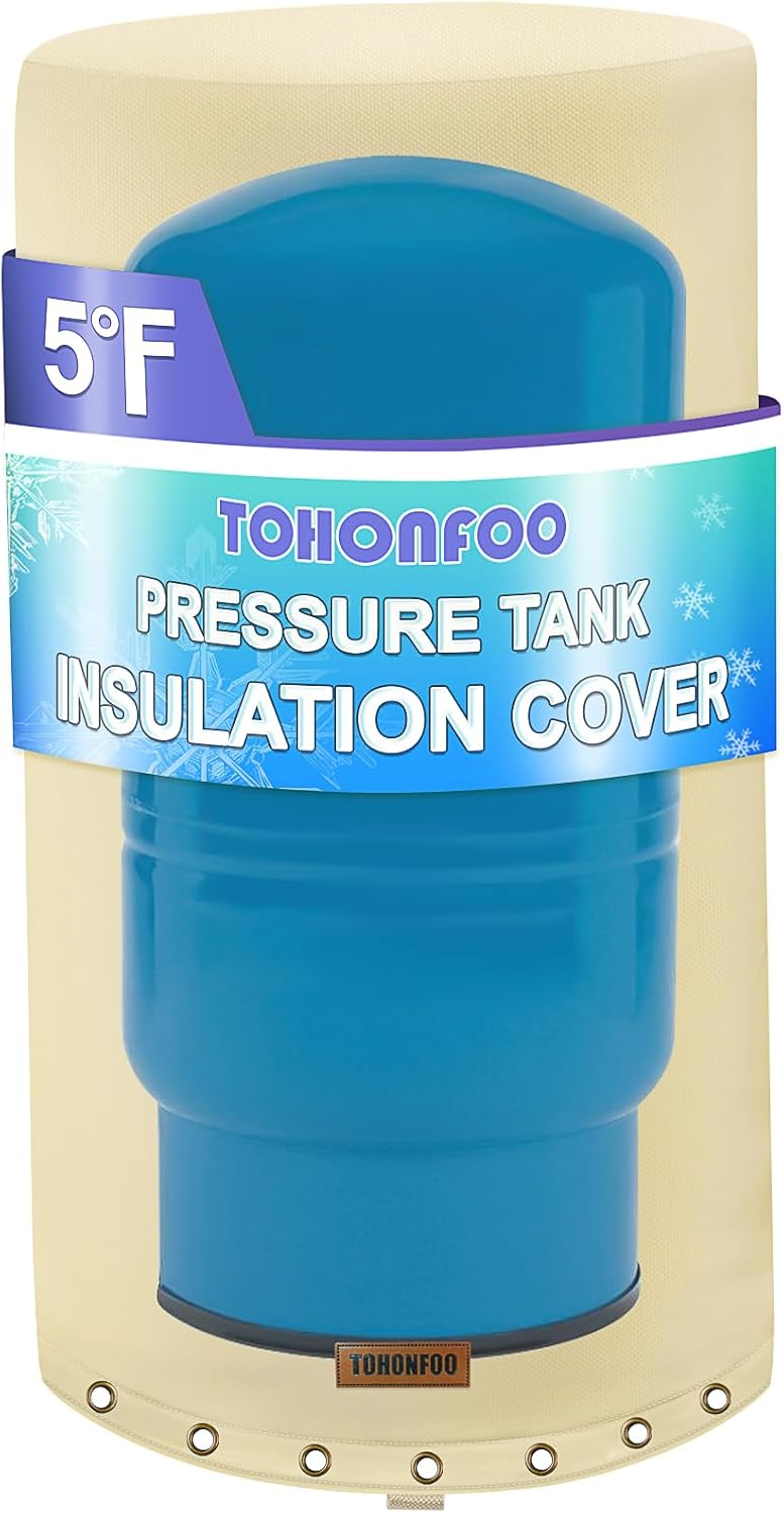 Round Well Pressure Tank Cover (5°F) - Insulated Well Pump Cover - Water Well Tank Covers - Thickened 3 Layers Water Well Tank Covers Insulated for Winter Freeze Proof, 28"Dia x 54"H, Beige