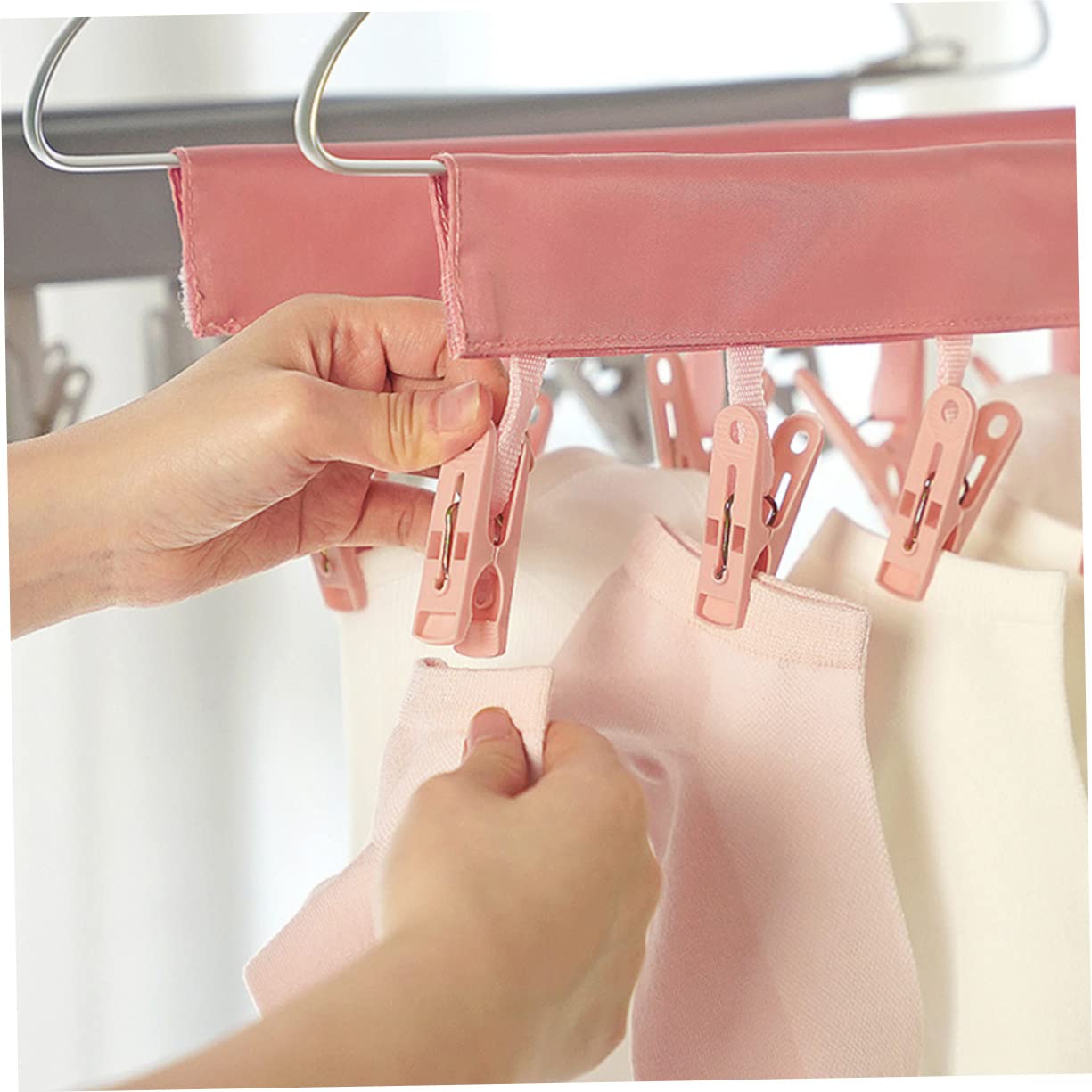 6 Wäscheklammern, 2 Stück, Mehrzweck-Unterwäsche und Clip mit Hosen, Haushaltsständer für den Außenbereich, Handschuhe, BHS, Faltbare Schals, Pin-Aufhänger, zum Befestigen von Wäsc
