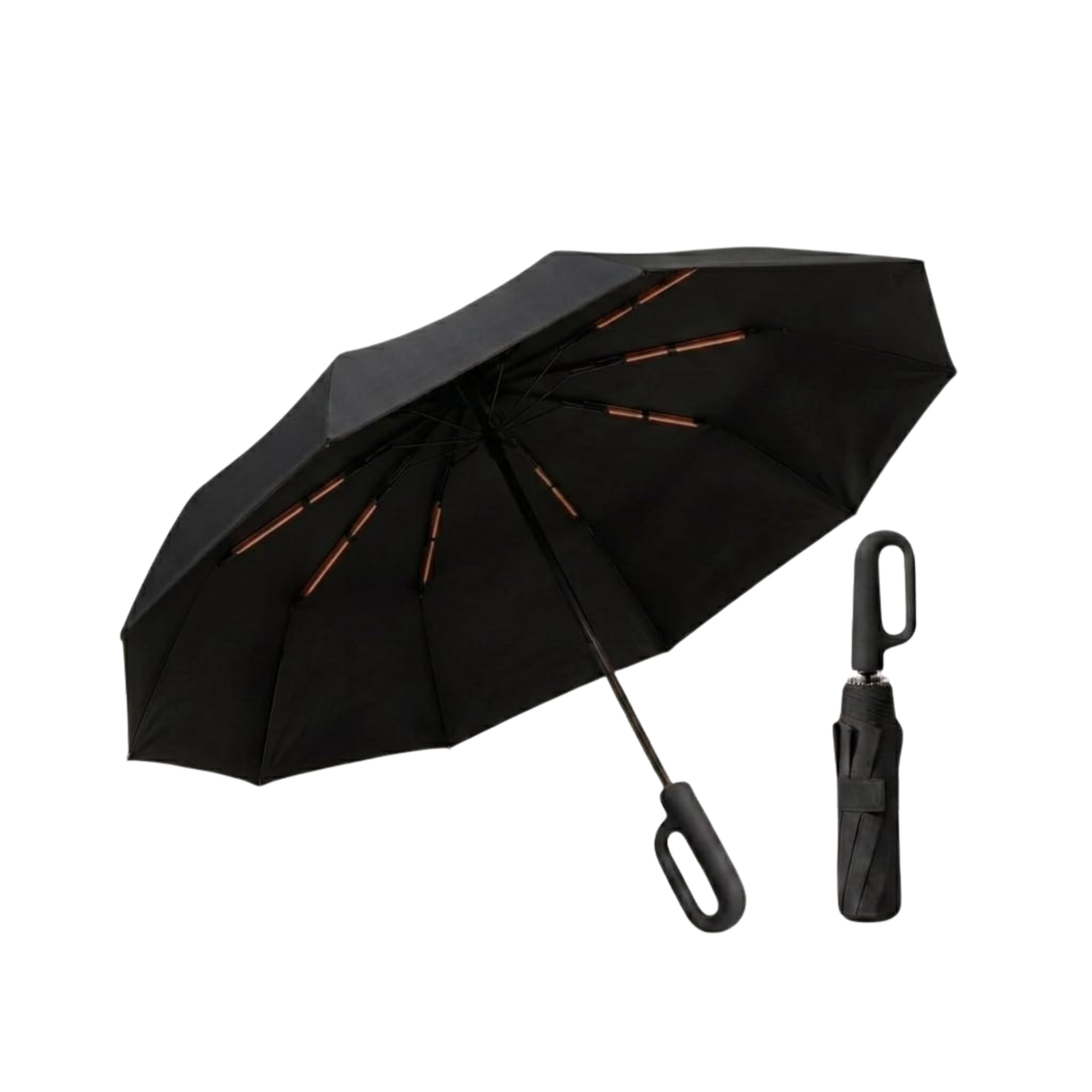 Golf Umbrella 3-Fold Auto Open-Close for Rain & Sun Protection, Carabiner Handle, 10 Dual Rib Windproof Automatic Compact Travel UV Protection Umbrella for Women & Men-picture-59