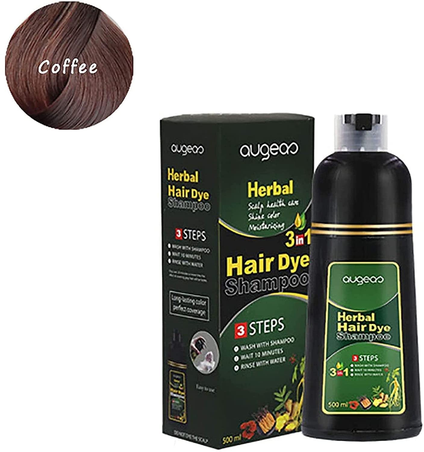 Amazon | 500 Mlブラックヘアダイシャンプー3In 1女性、ナチュラル10分