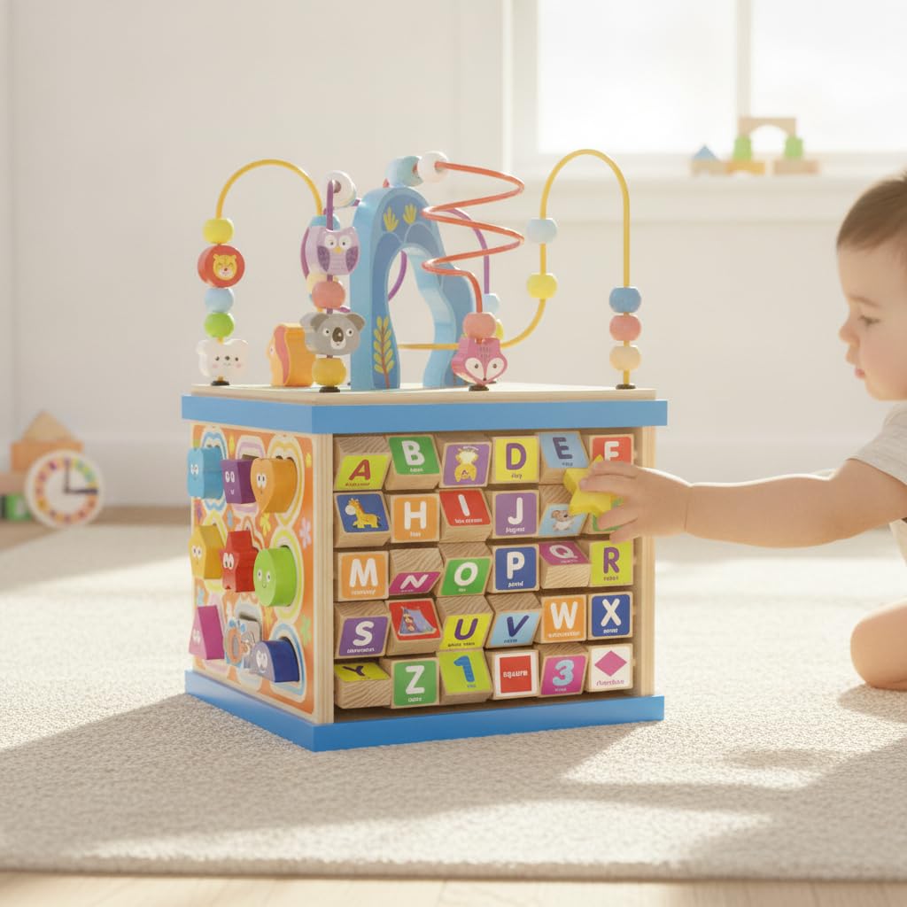 Cubo di attività in Legno Educativo, 5 Lati con 1.34kg