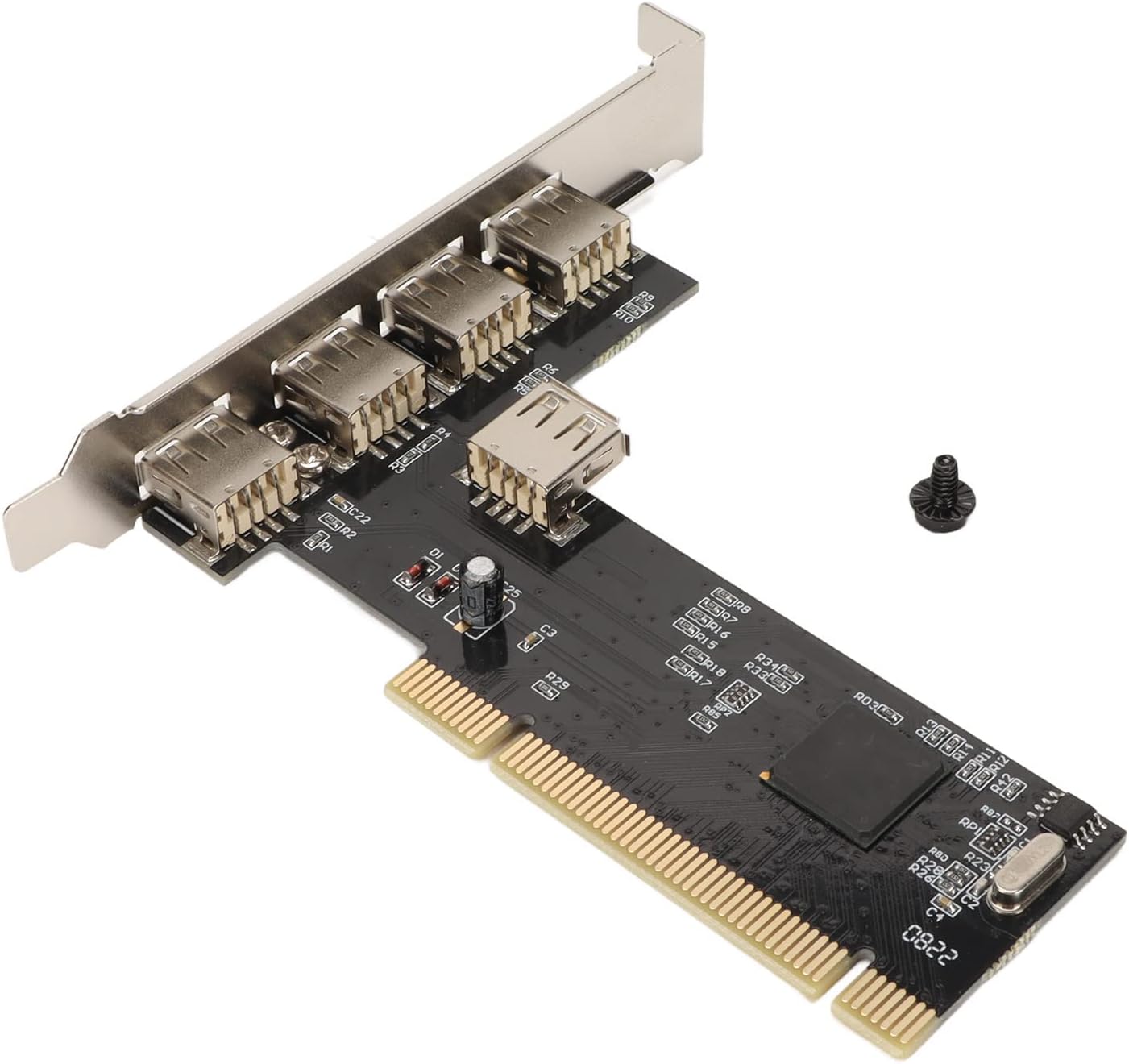 Dioche PCI to USB 2.0 Internal Expansion Card 5 Port 480Mbps Adapter Hub with 4 External USB Ports and 1 Internal Slot for and