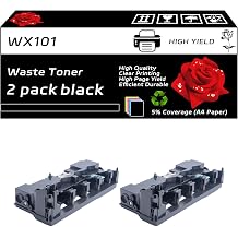 WX101 Waste Toner Bottle Compatible for Konica Minolta Bizhub C450 C220 C280 C350 C351 C360 and Muratec MFX C2828 Printers, with Chip, High Yield 100000 Pages, Clear Printing 2-Pack Black