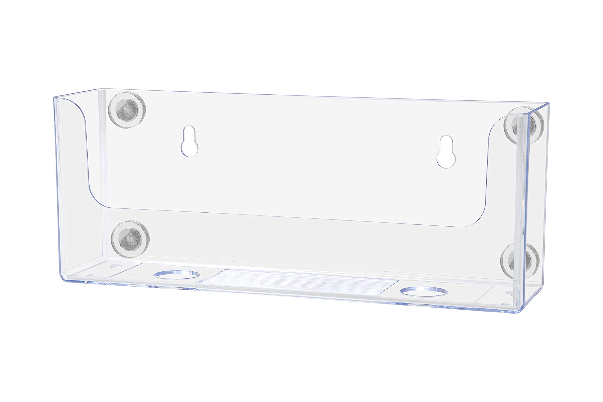 Marketing Holders Magnetic Brochure Holder Horizontal Bifold Display for 8.5 Inch Wide Envelopes or Advertisements Metal Mount Clear Acrylic Literature Caddy for Retail Stores and Offices