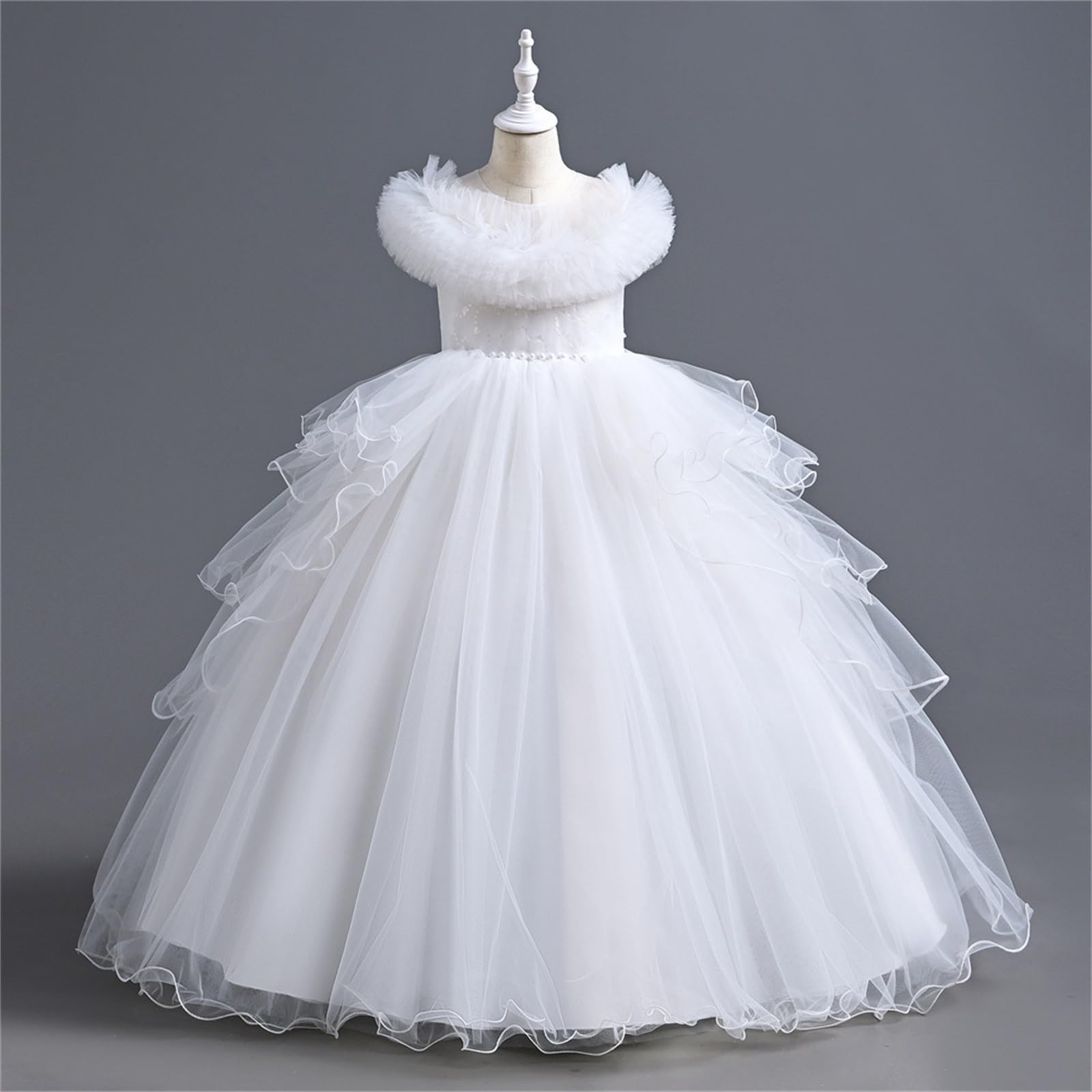 Kinder Kleider Kurzarm Einfarbig Sommerkleid Elegant Festlicheskleid Ärmellos Prinzessin Kleid Kleider für Mädchen Tutu Dress Tüllkleider Mädchenkleid Netz Tüllrock Freizeitkleid 4-14 Jahre