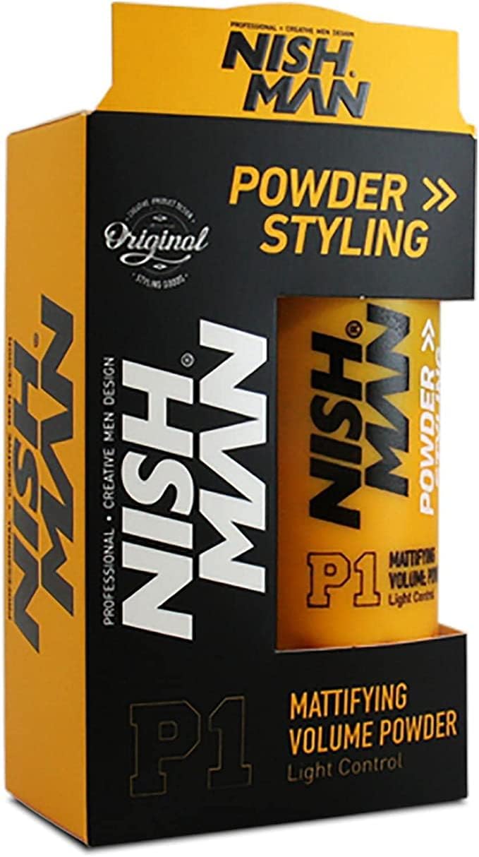NISHMAN Hair Volume Powder, 20 gr | Light Control | Natural Matte Look | Hair Styling for Men | Texture Wax | Texturising, Volumising (P1 Volume)