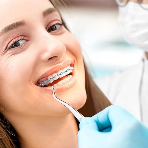 Miniatura 9 de Annhua Correa de goma elástica de ortodoncia para correa dental, corta, azul, 1# - 15 piesrollo, utilizada para soportes de ortodoncia