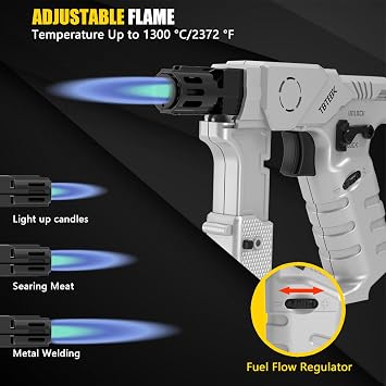 Refillable Butane Torch Lighter with LED Indicator for Cooking, Soldering