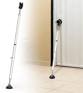 3-H Türsicherung Einbruchschutz ohne Bohren, Teleskopstange 77-122cm Klemmstange aus Stahl, Sicherheitsstab für Haustür, Wohnungstür, Balkontür, Terrassentür und Schiebetüren als Türverriegelung, Weiß