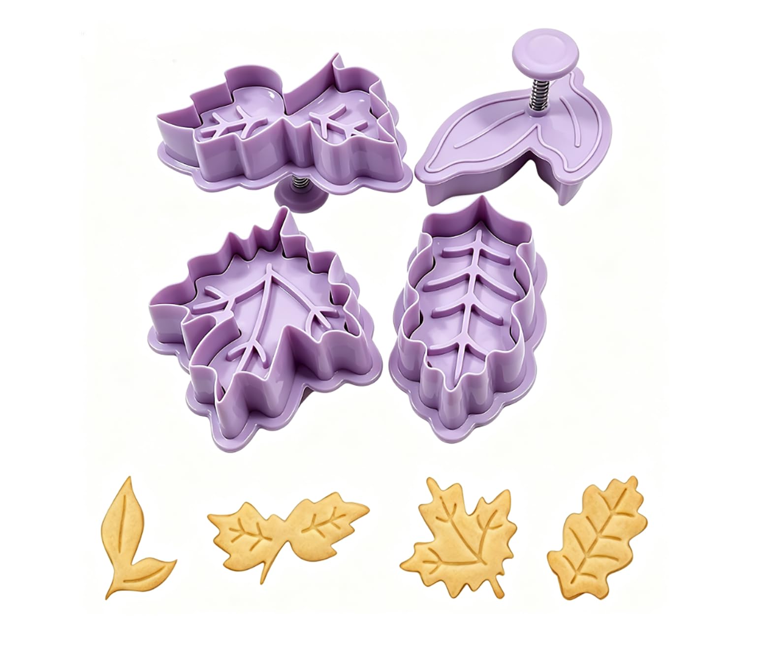 4Pcs Autumn Cookie Cutters, Purple Leaf Biscuit Cutter for Baking