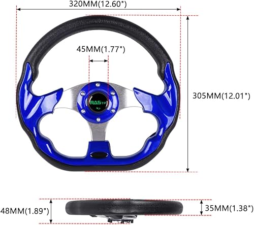Vista 18 de RASTP Volante de carrito de golf de 12.6 pulgadas/12.598 in para Club Car DS y Club Car Precedent EZGO Yamaha Carritos de golf, rojo Estilo B- Rojo