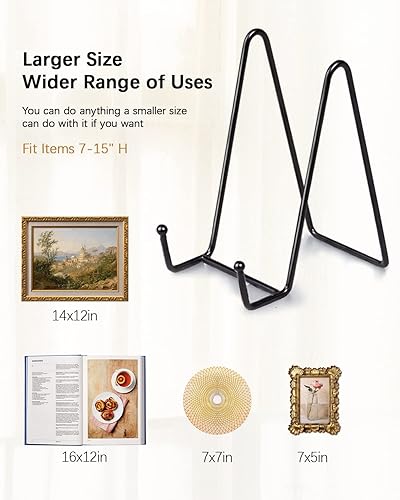 Miniatura 7 de Lzerking Soportes de exhibición para platos, 10 unidades, soportes negros de 4.5 pulgadas para exhibición, soporte de placa de metal para fotos,