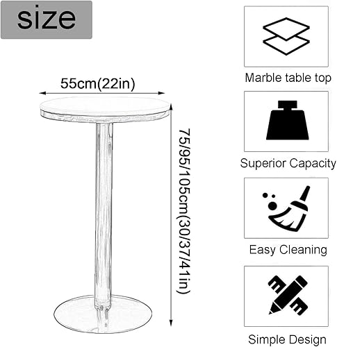 Miniatura 3 de ZxaeuDo Mesa de bar con altura de cóctel, con mesa de comedor de mármol sintético y base de metal, 41 pulgadas de alto, fácil montaje (blanco)