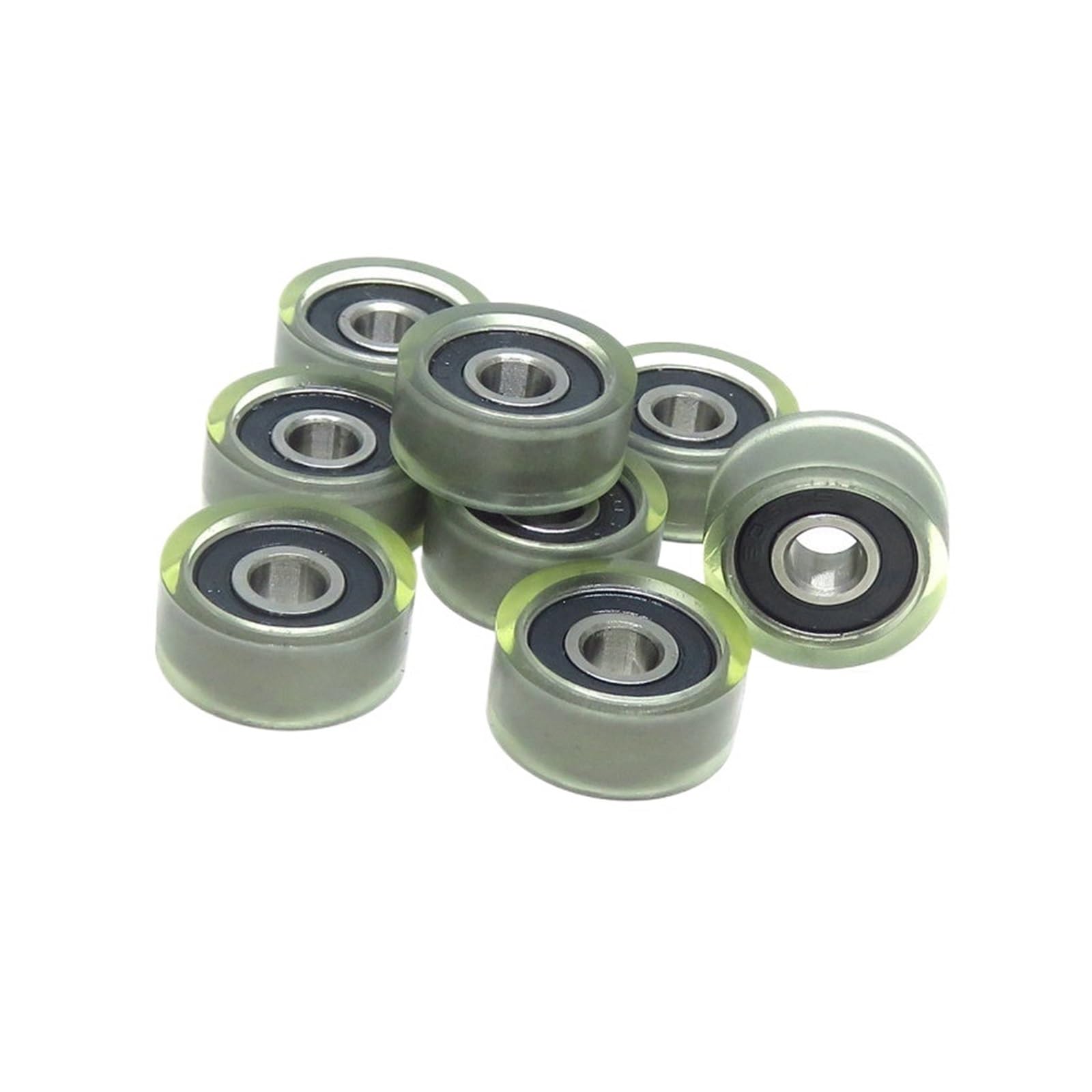 NOBIRTBSA 10 Pieces 6x20x8.5 mm PU Coated Rollers with 606RS Bearings PU60620-8.5 OD 20 mm Polyurethane Soft Rubber Silent Pulleys