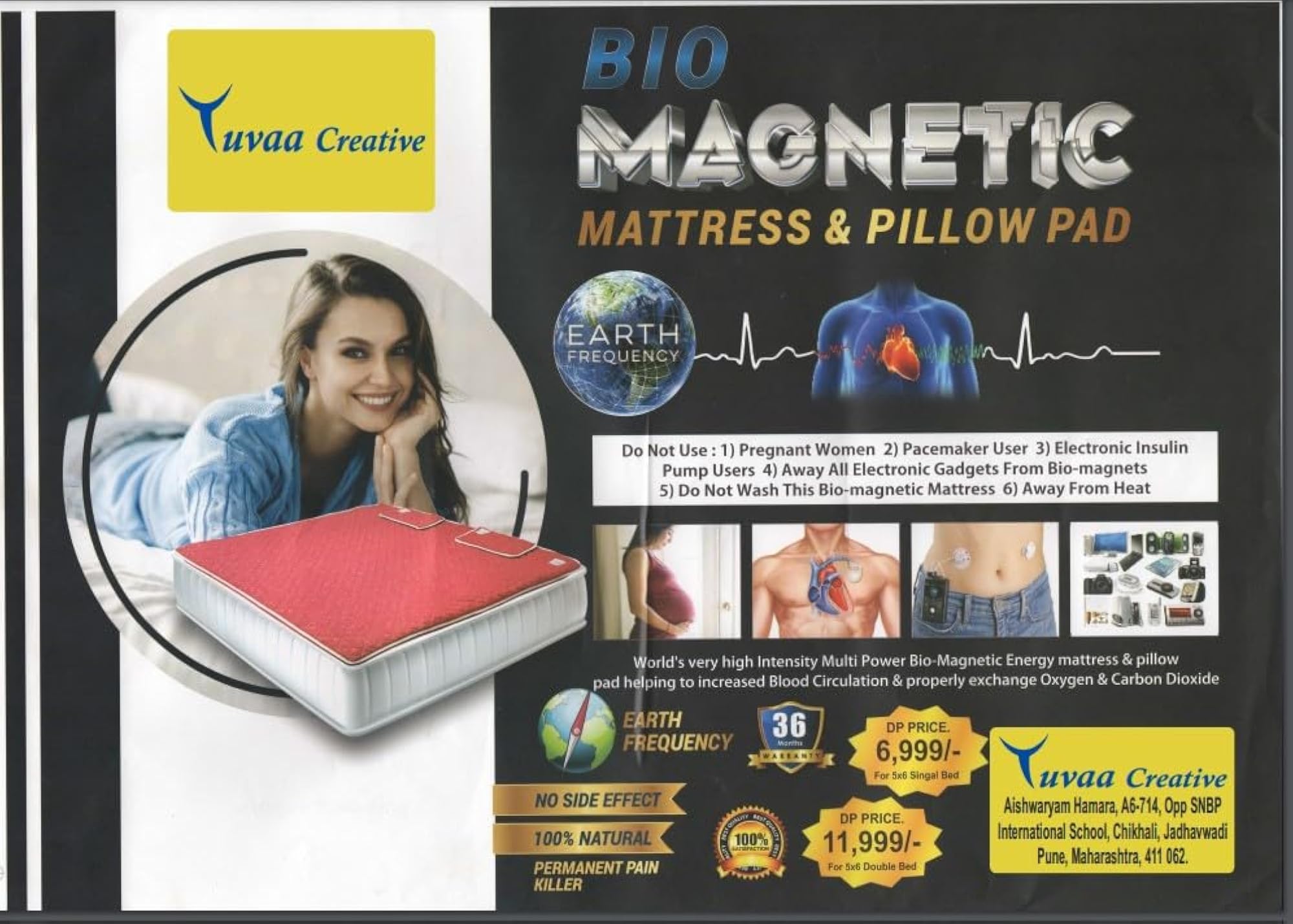 Bio Magnetic Mattress with Pillow & Water Bottle Cover, Gift Idea