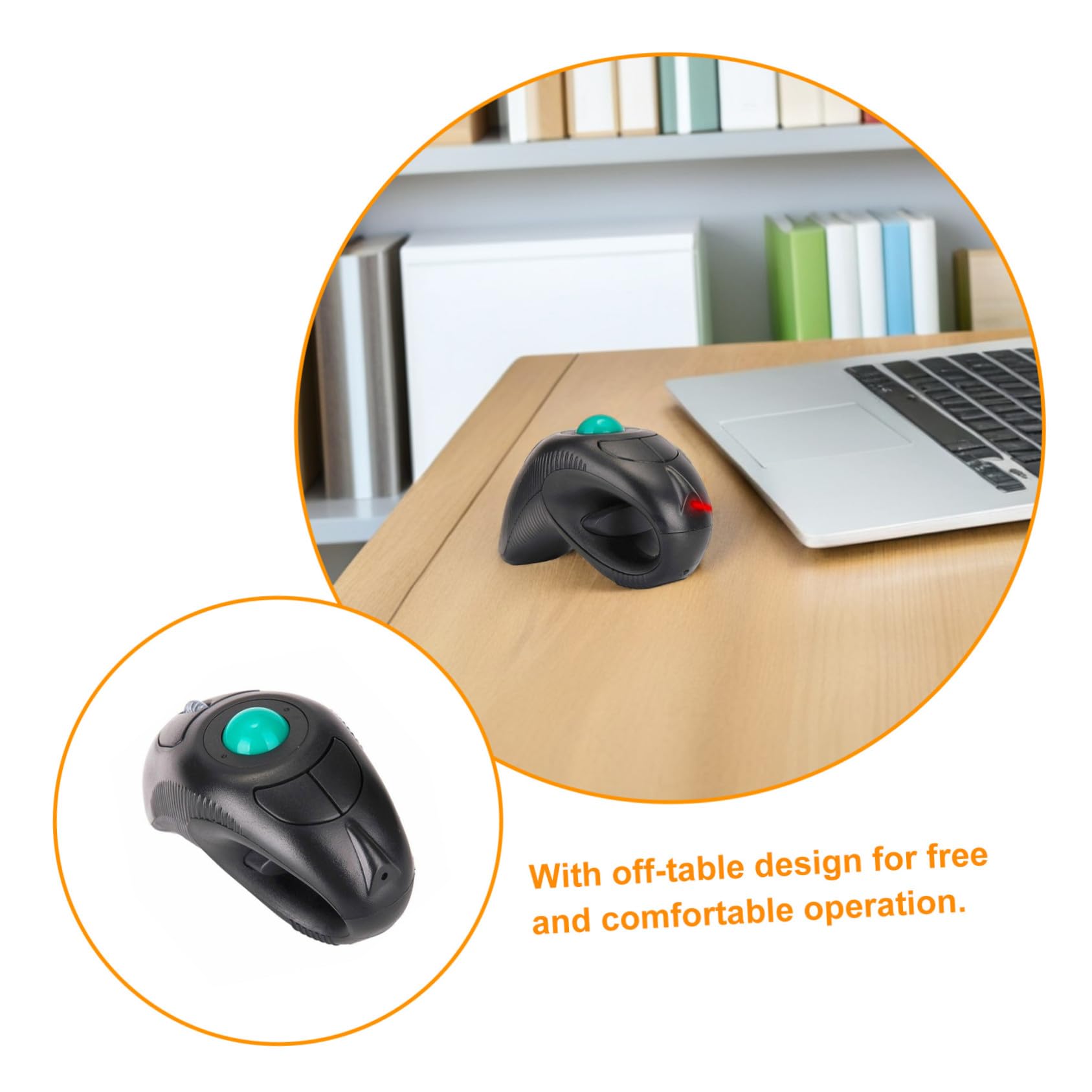 OUNONA Souris Trackball sans Fil USB Contrôle Pouce Ergonomique Portable Compatible PC et Laptop Conception Dauphin Ambidextre Fatigue Oculaire et Douleur Poignet