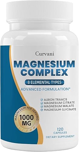 Miniatura 1 de Suplemento complejo de magnesio, proporcionado por 1000 mg de ocho formas diferentes de magnesio, fácil absorción para huesos, músculos,