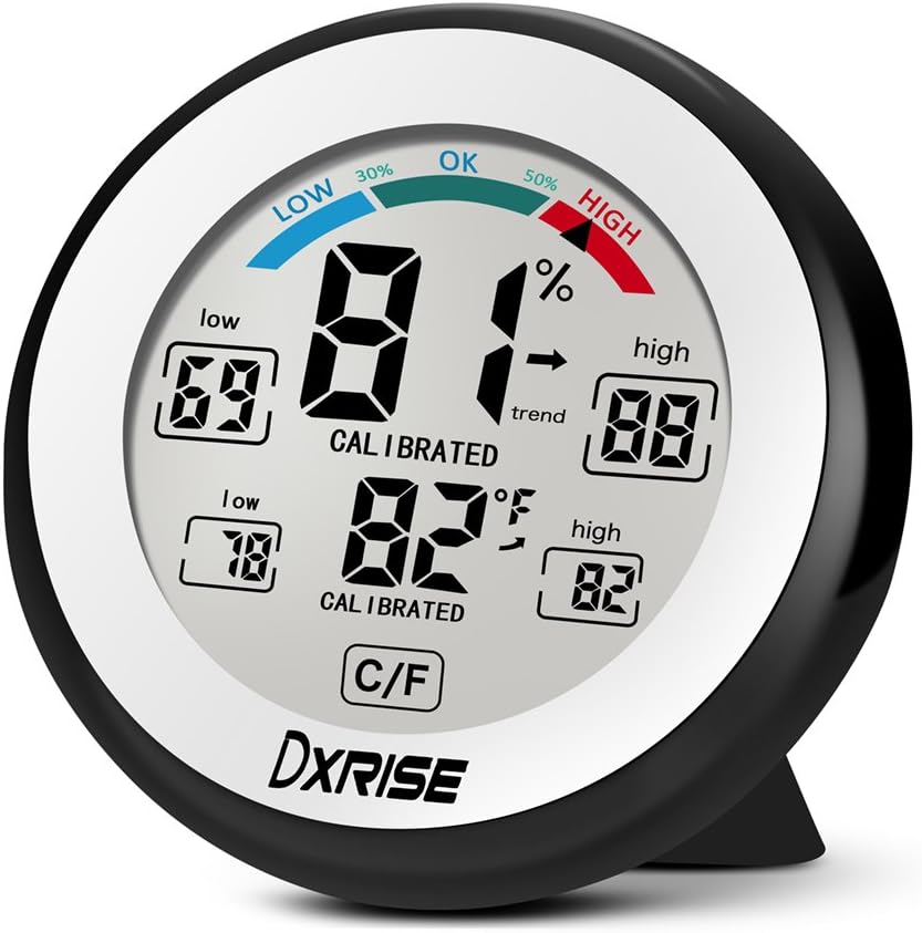 Digital Hygrometer, Humidity Gauge, Indoor Thermometer, Temperature and Room Humidity Monitor Moisture Meter with Accurate Monitor Clear Reading, Min/Max Records, C/F switch