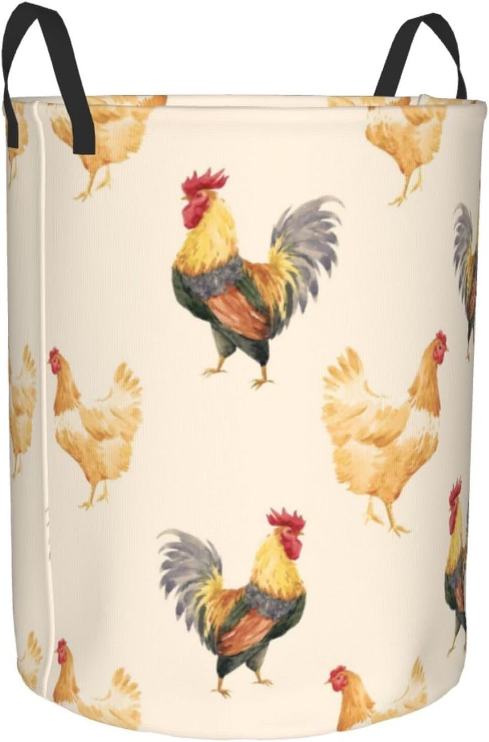 Cock Rooster Chicken Laundry Hamper with Durable Handle Waterproof Foldable Laundry Basket Round Storage Basket Organizer for Bedroom Bathroom and Nursery
