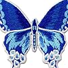Butterfly Embroidered Badge Iron On Sew On Patch, Blue
