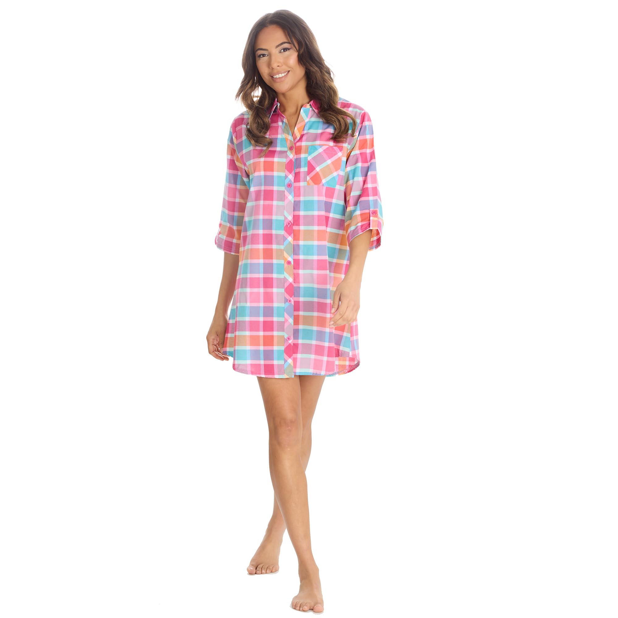 Undercover Ladies Boyfriend Nightshirt 34B1976 Pink Check Large