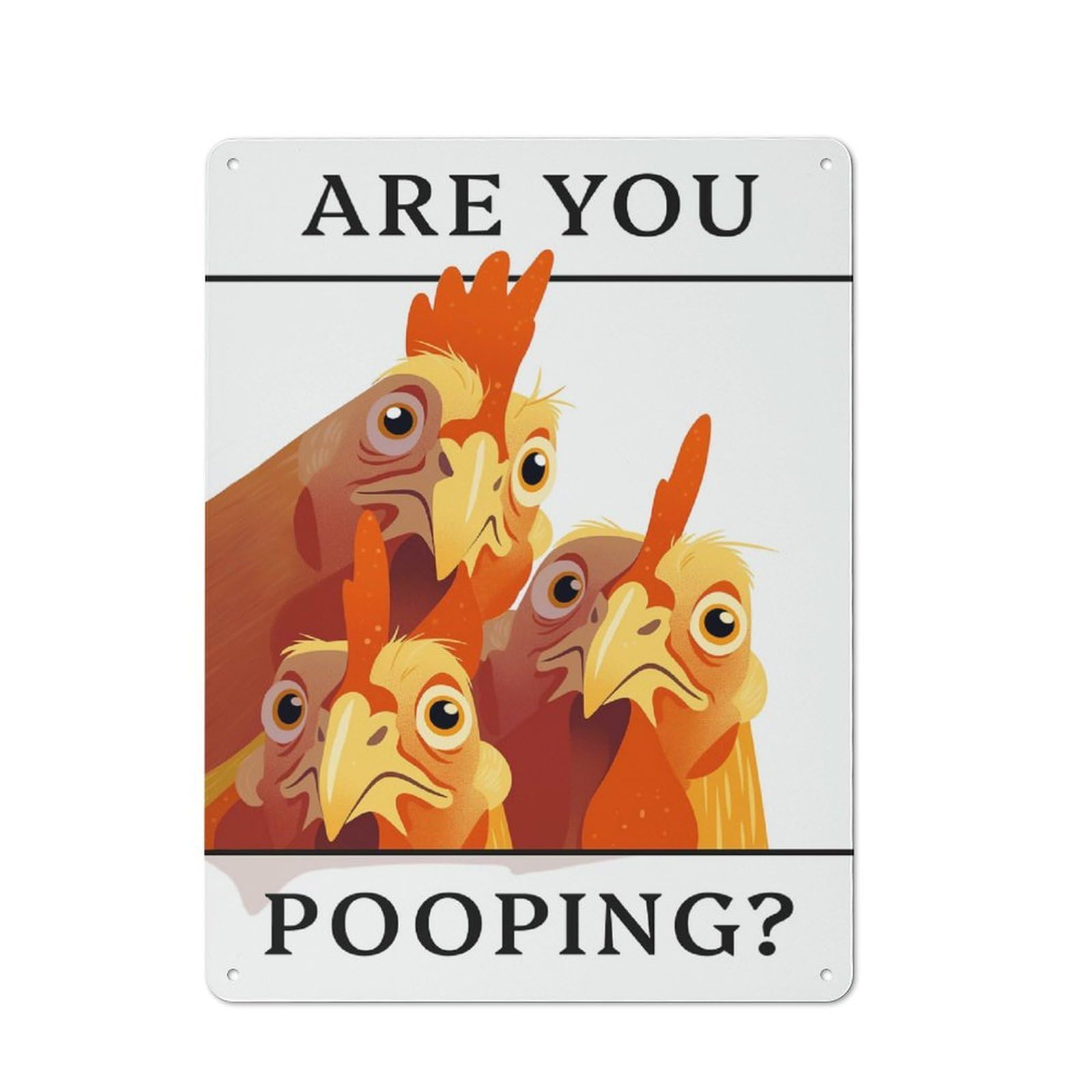 Junmoney Style-12 Retro Retro Metal Sign 40X30cm Featuring Chicken Bathroom Invasion, Garage Wall Decor For Garage, Hobby Room, Office Or Man Cave