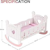 Vista 3 de ROBUD Cuna de madera para muñecas, juguetes de cama de muñeca, se adapta a accesorios de muñeca de hasta 18 pulgadas