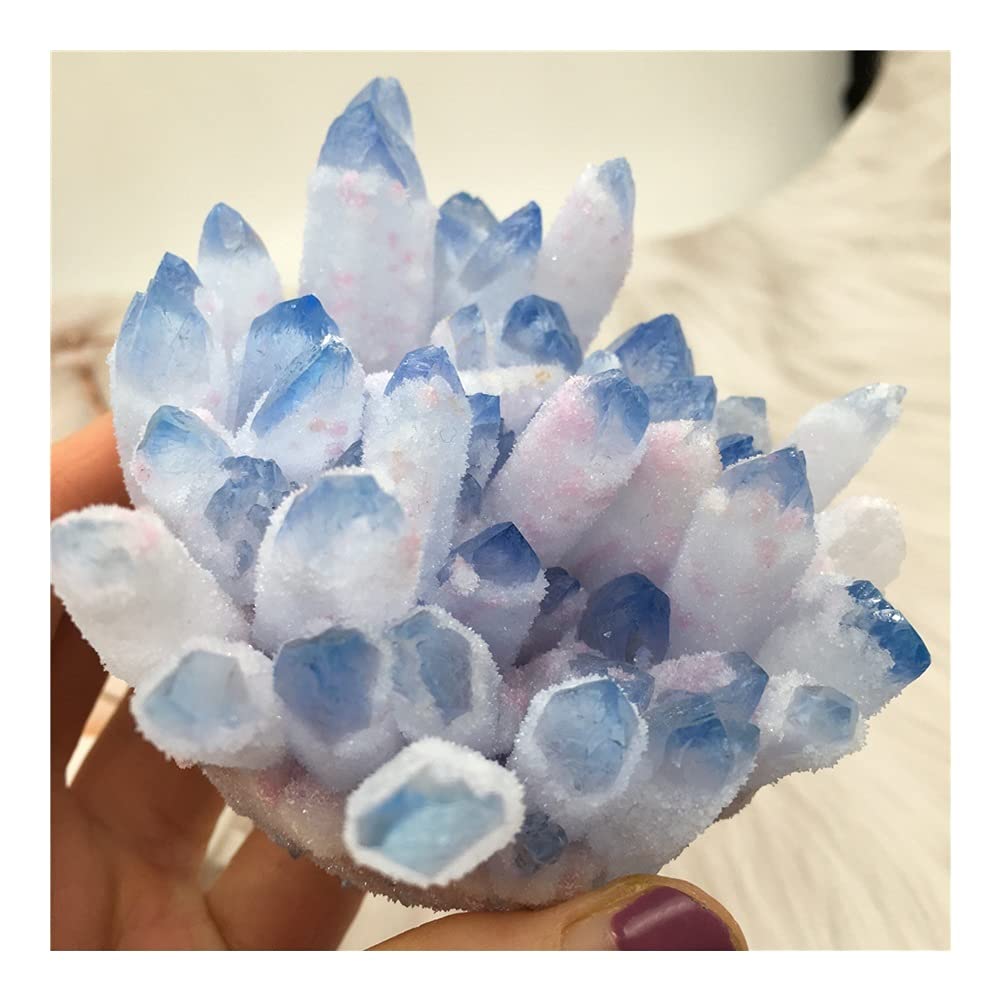 Amazon.co.jp: 美しいナチュラルブルー透明クリスタルクラスター石鉱石  