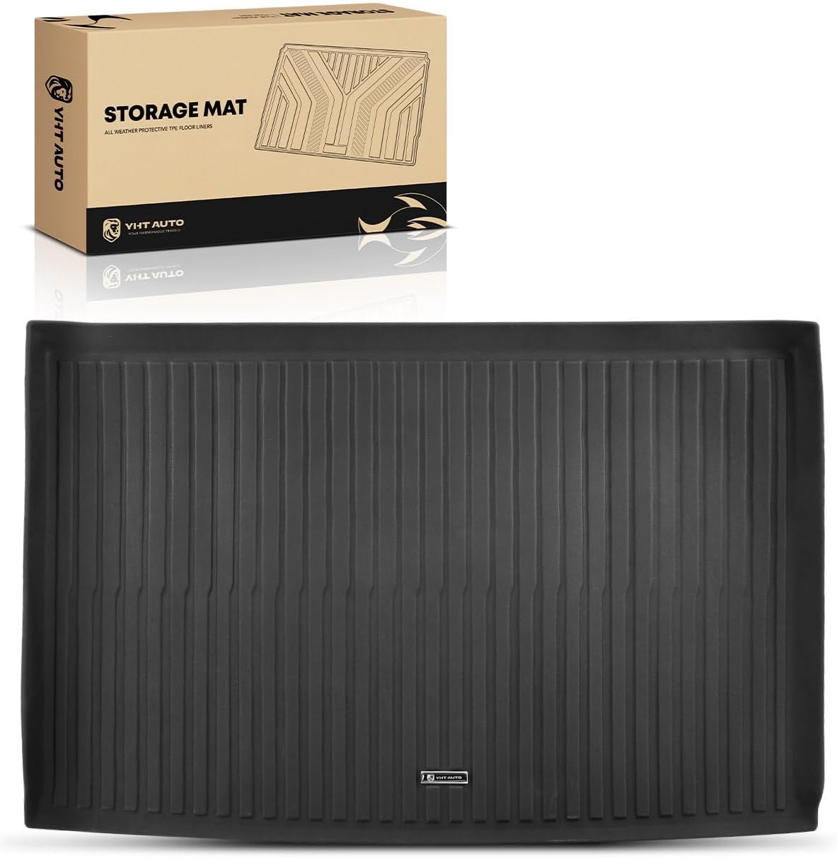 YHTAUTO Cargo Mat Compatible with Cadillac Escalade ESV & Chevrolet Suburban & GMC Yukon XL, TPE Floor Liners All-Weather Protection Custom Fit, Cargo Mat, Black